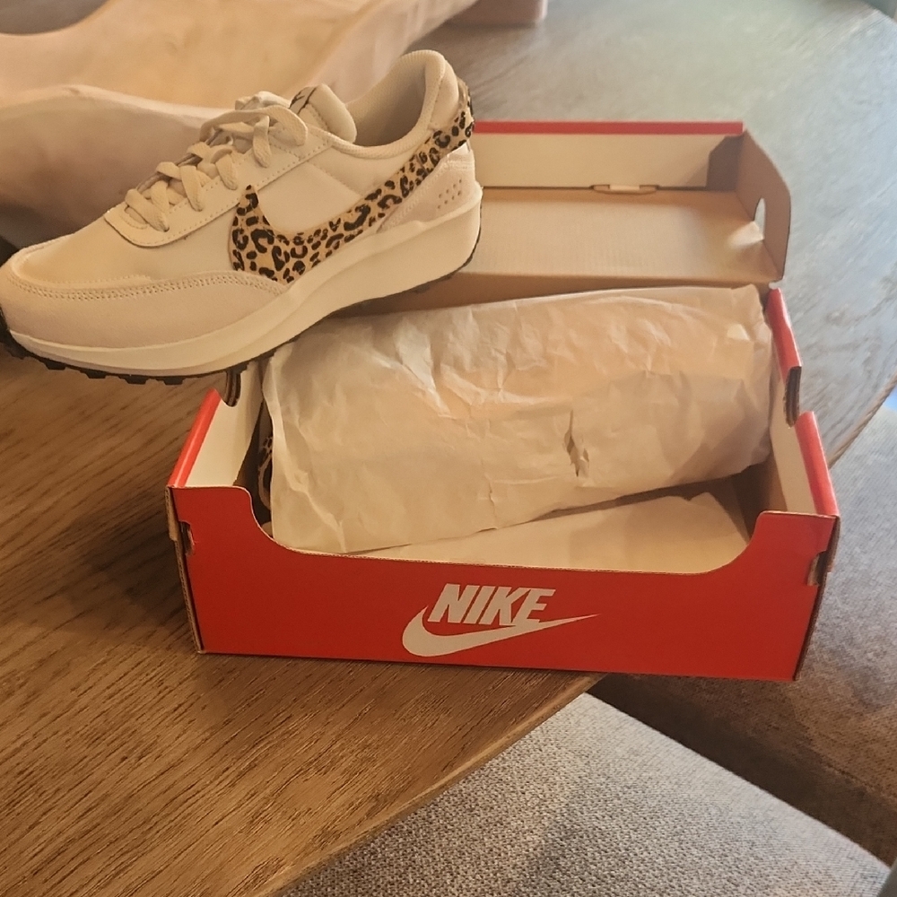Nike Beige and Leopard Print Sneakers. Brand new,never worn and still in the box
